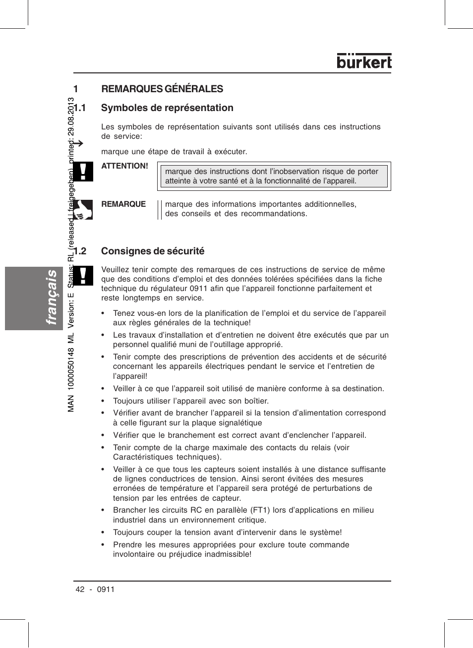 Français | Burkert Type TAT002 User Manual | Page 44 / 64