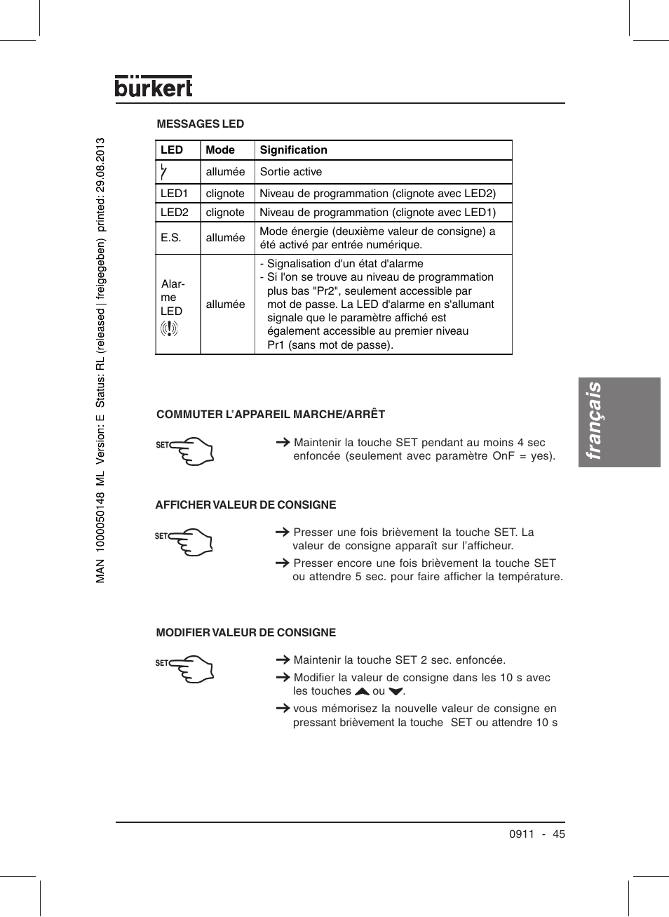 Français | Burkert Type TAT002 User Manual | Page 47 / 64