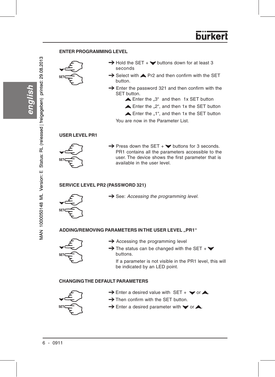 English | Burkert Type TAT002 User Manual | Page 8 / 64