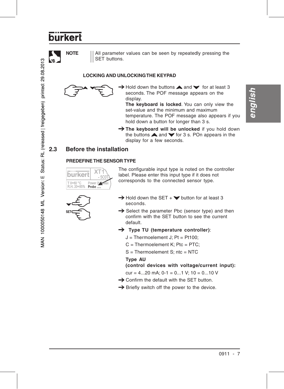 English | Burkert Type TAT002 User Manual | Page 9 / 64