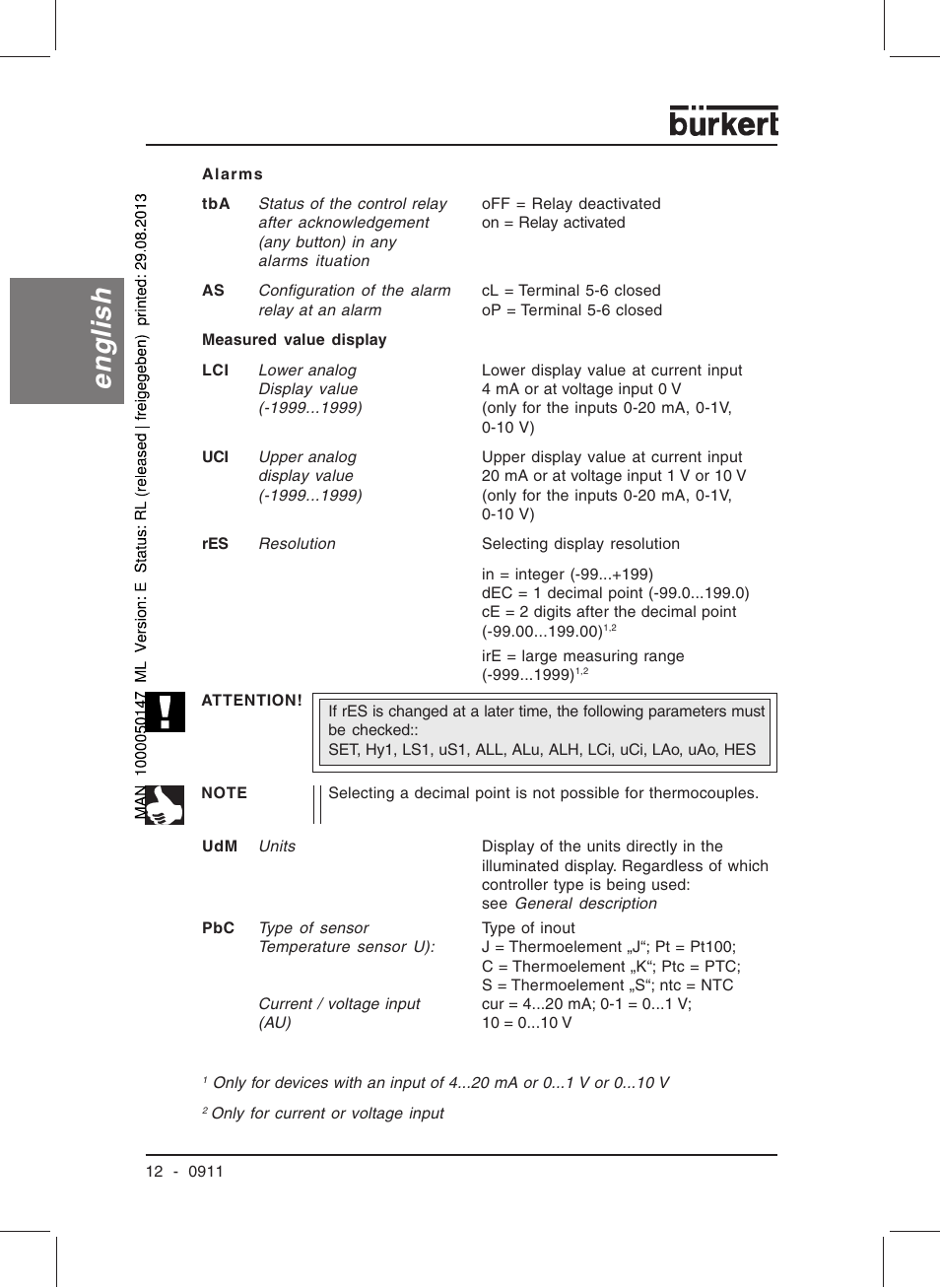 English | Burkert Type TAT002 User Manual | Page 14 / 84