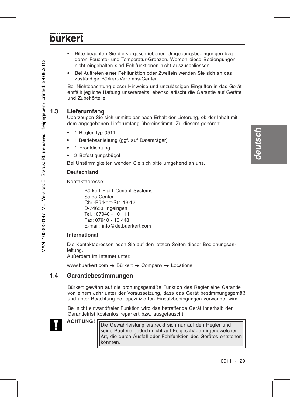 Deutsc h | Burkert Type TAT002 User Manual | Page 31 / 84