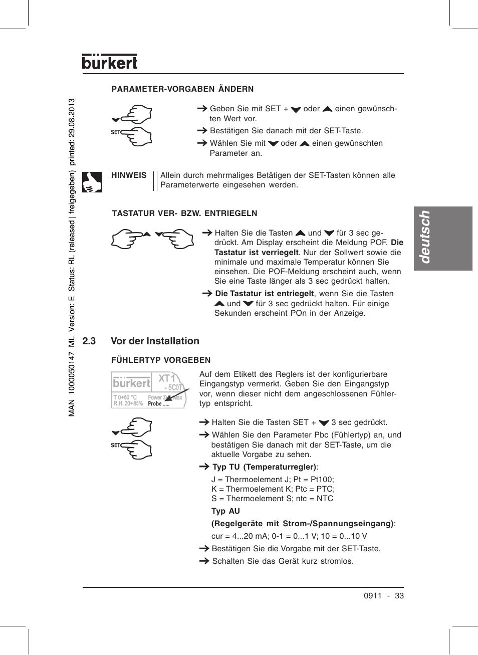 Deutsc h | Burkert Type TAT002 User Manual | Page 35 / 84