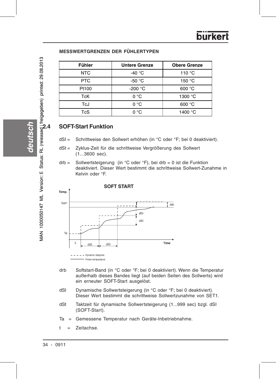 Deutsc h, 4 soft-start funktion | Burkert Type TAT002 User Manual | Page 36 / 84