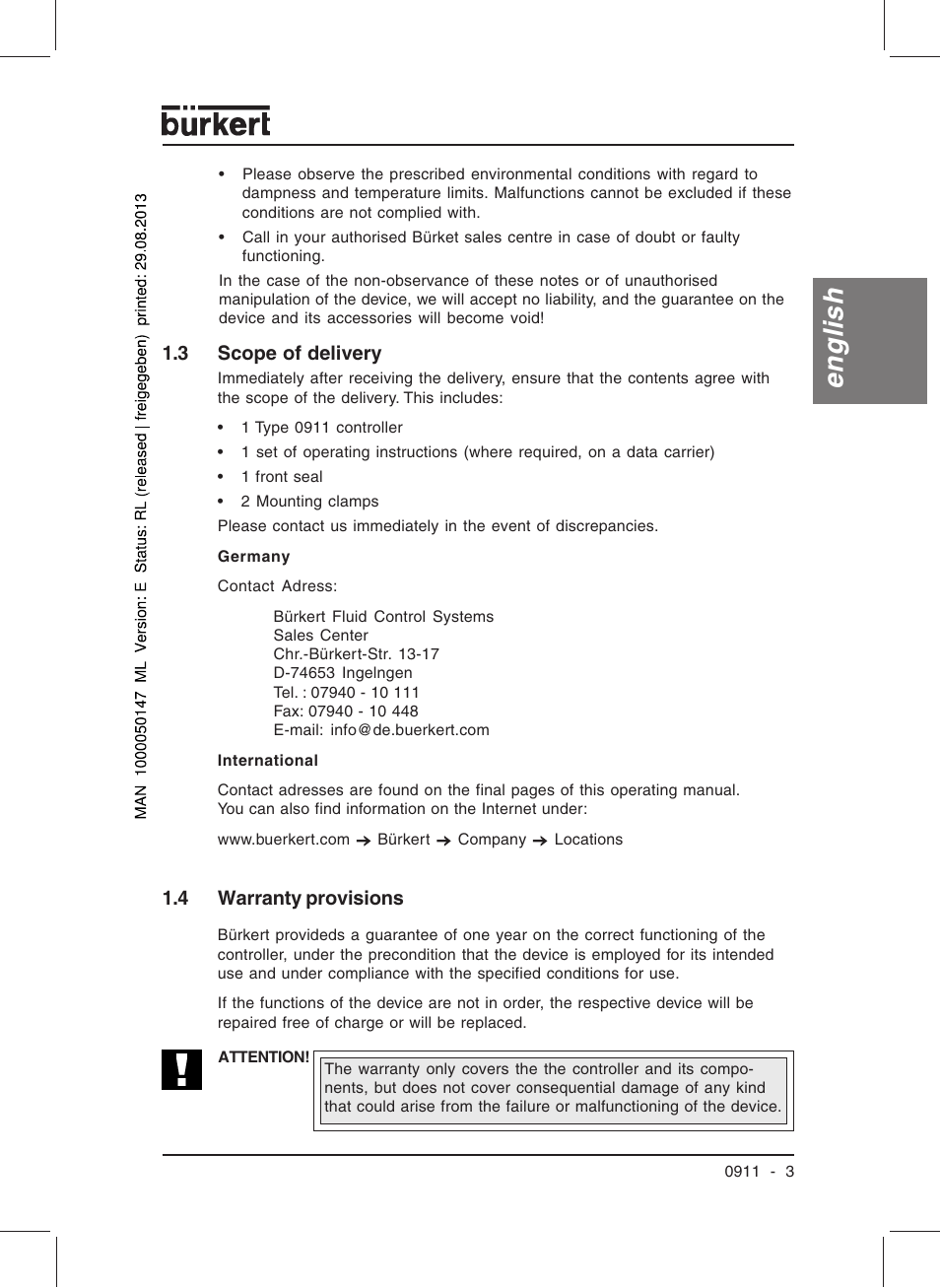 English | Burkert Type TAT002 User Manual | Page 5 / 84