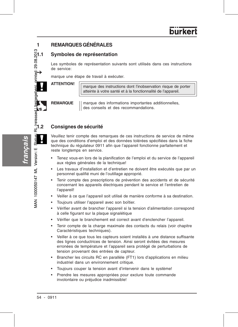 Français | Burkert Type TAT002 User Manual | Page 56 / 84