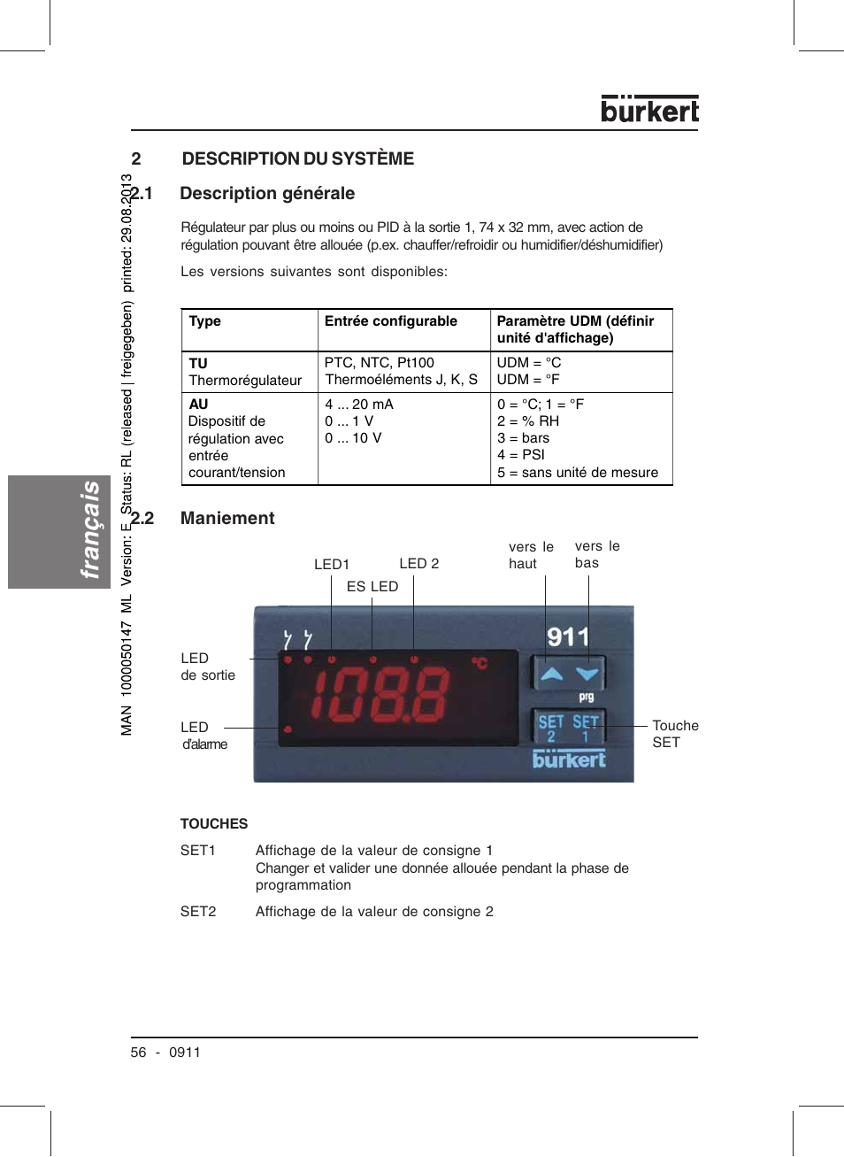 Français | Burkert Type TAT002 User Manual | Page 58 / 84