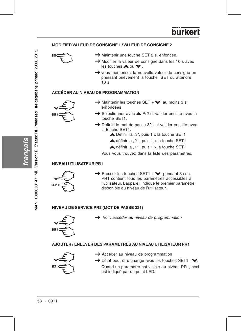 Français | Burkert Type TAT002 User Manual | Page 60 / 84