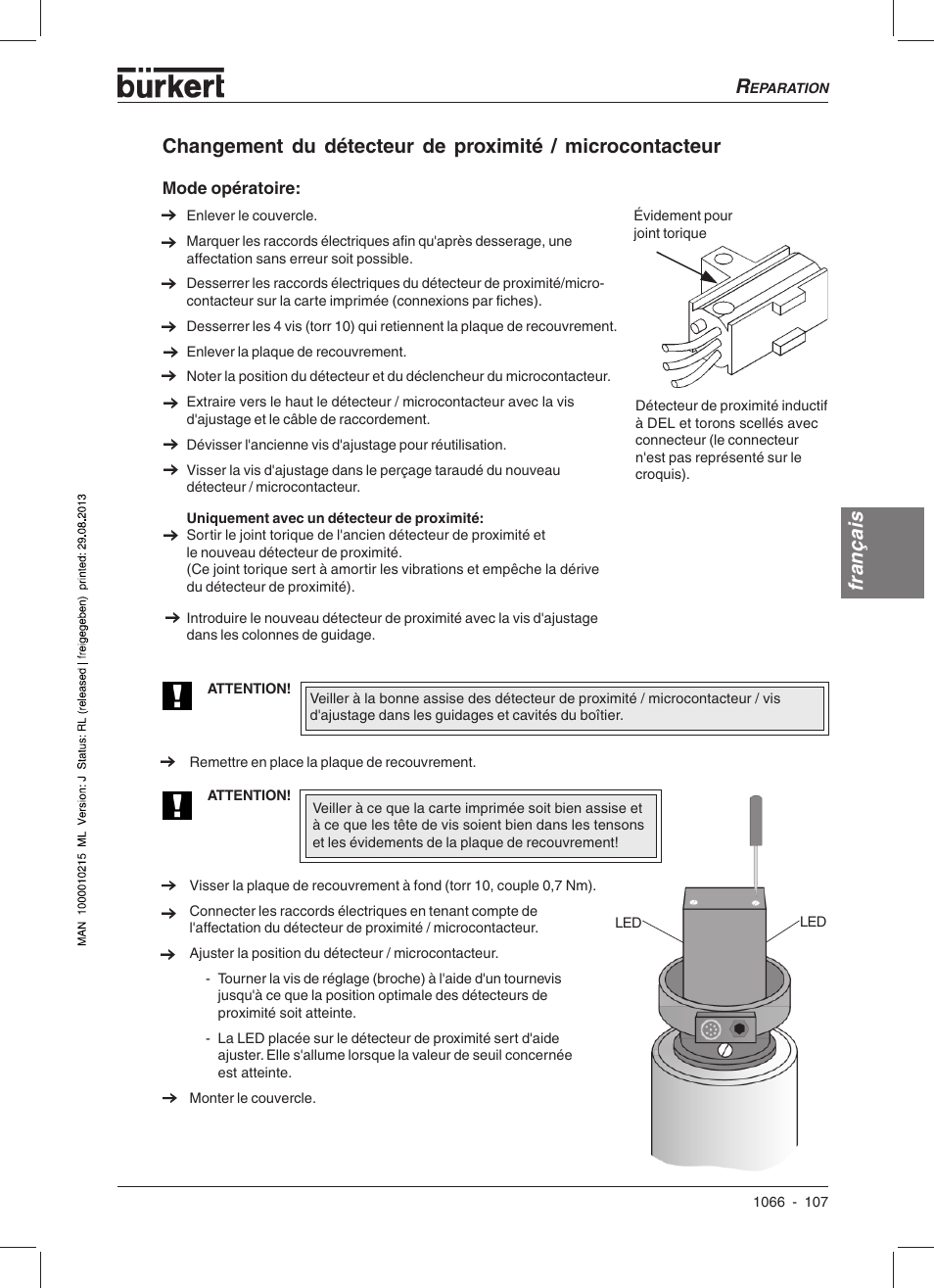 Français | Burkert Type 1066 User Manual | Page 109 / 112