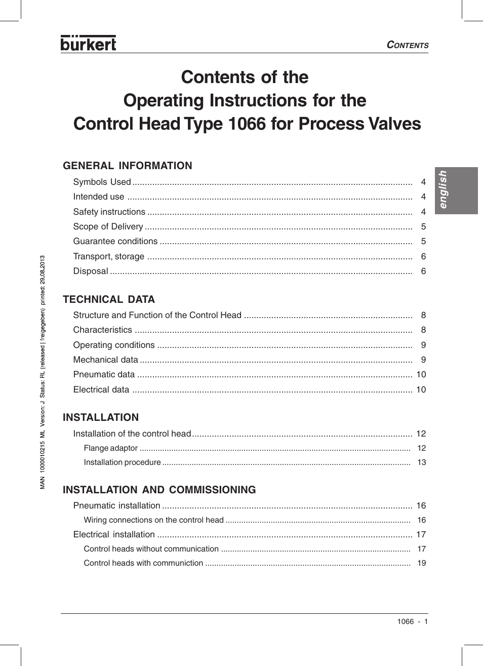 Burkert Type 1066 User Manual | Page 3 / 112