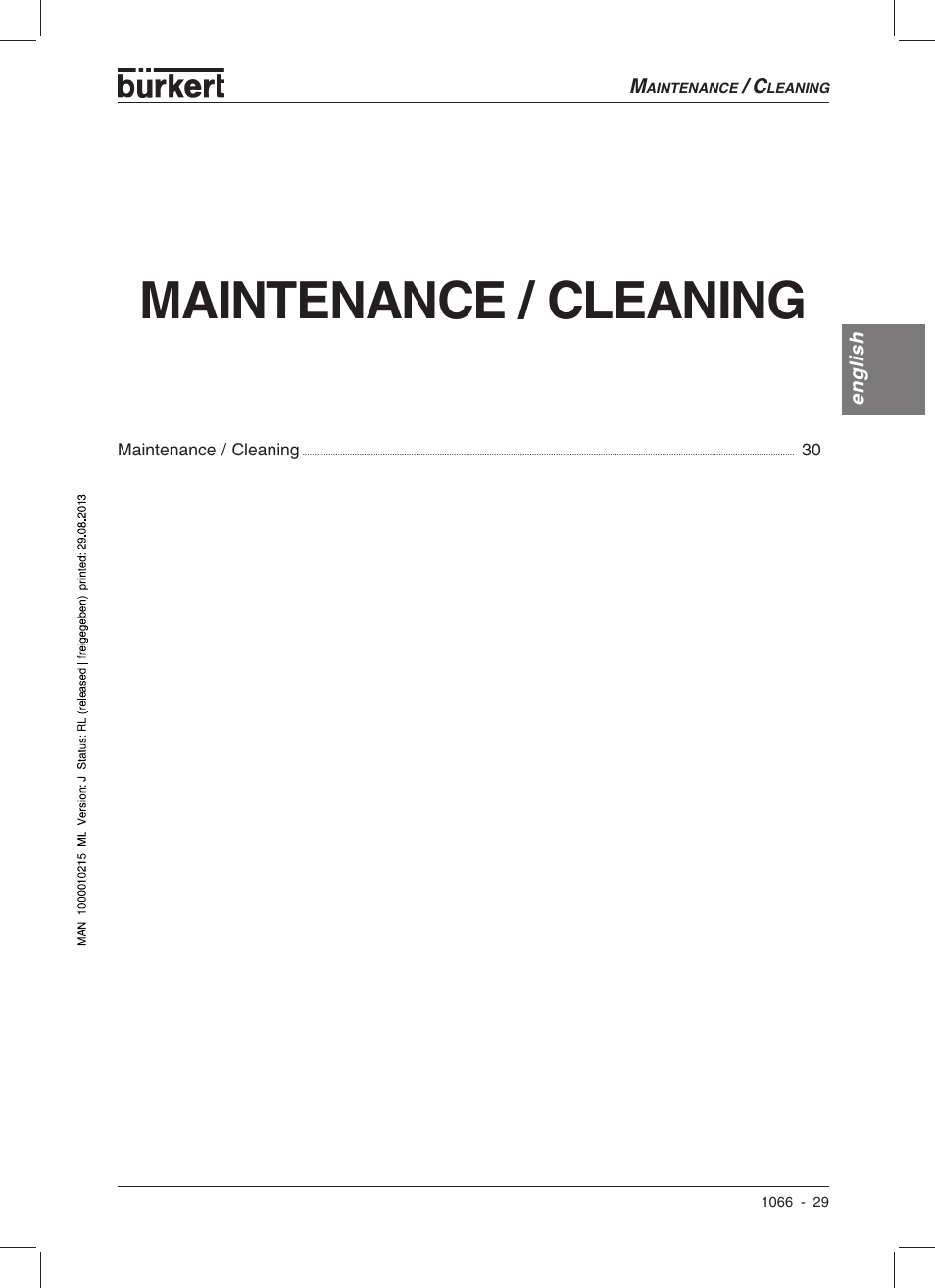 Maintenance / cleaning | Burkert Type 1066 User Manual | Page 31 / 112