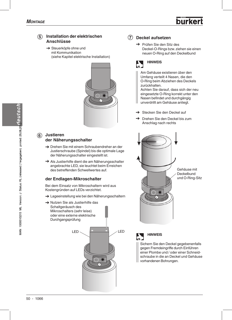 Deutsch | Burkert Type 1066 User Manual | Page 52 / 112