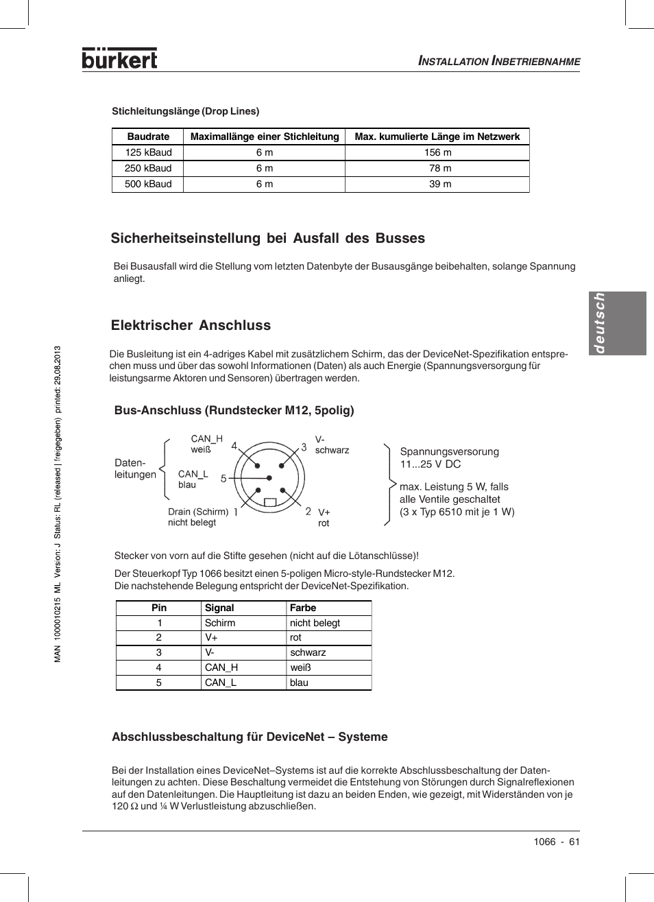 Elektrischer anschluss | Burkert Type 1066 User Manual | Page 63 / 112