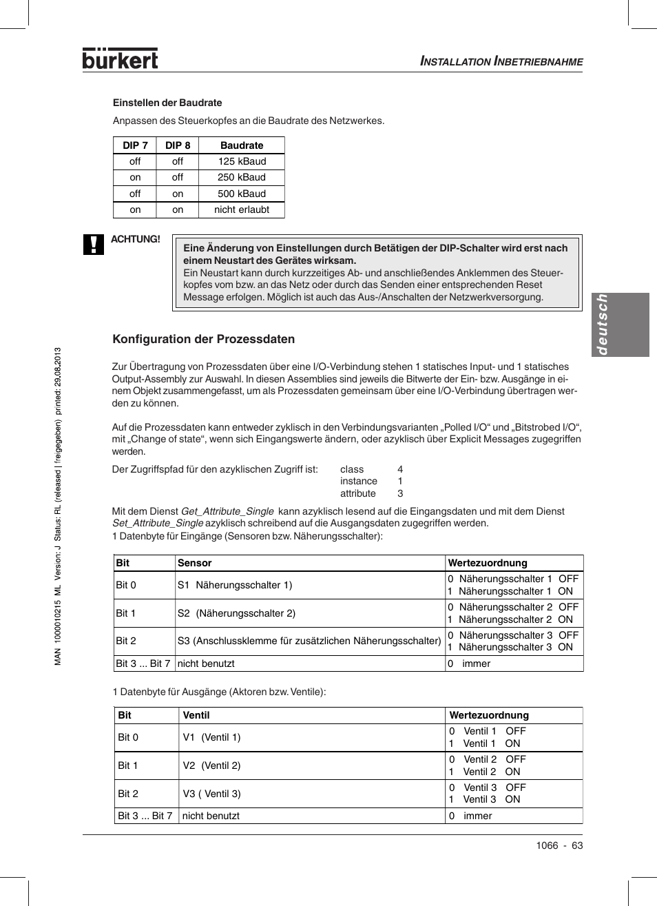 Deutsch | Burkert Type 1066 User Manual | Page 65 / 112