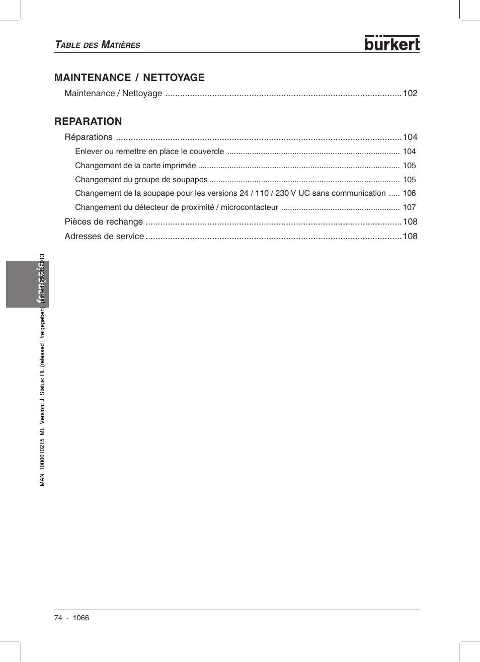 Burkert Type 1066 User Manual | Page 76 / 112