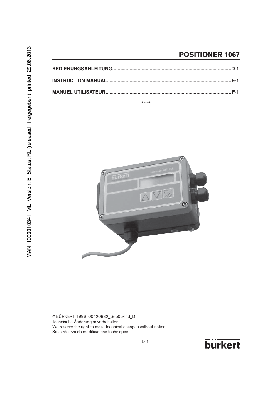 Burkert Type 1067 User Manual | 158 pages
