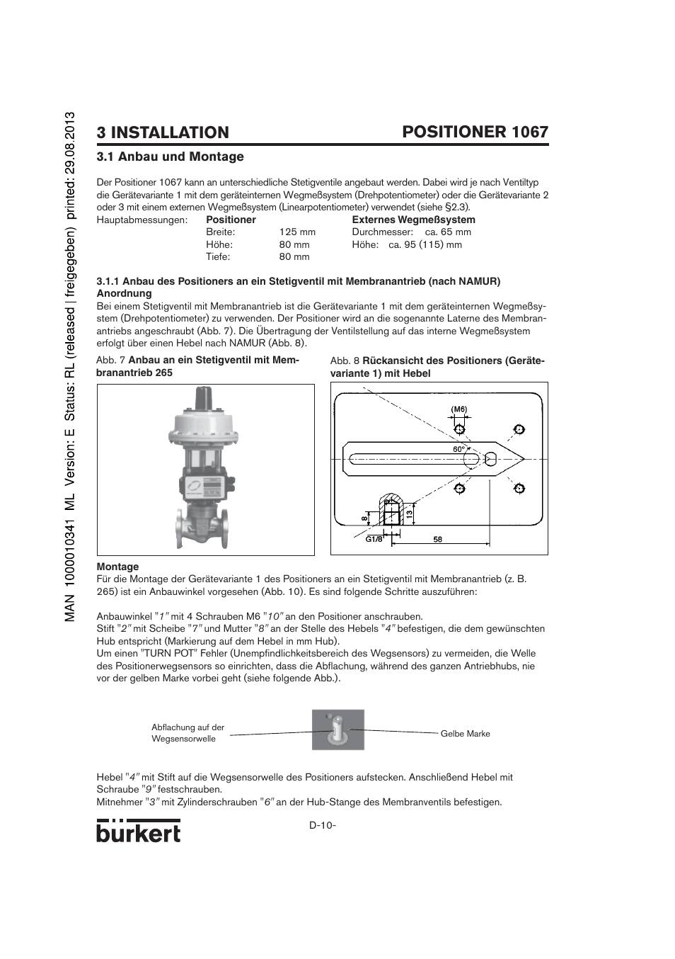 1 anbau und montage | Burkert Type 1067 User Manual | Page 10 / 158