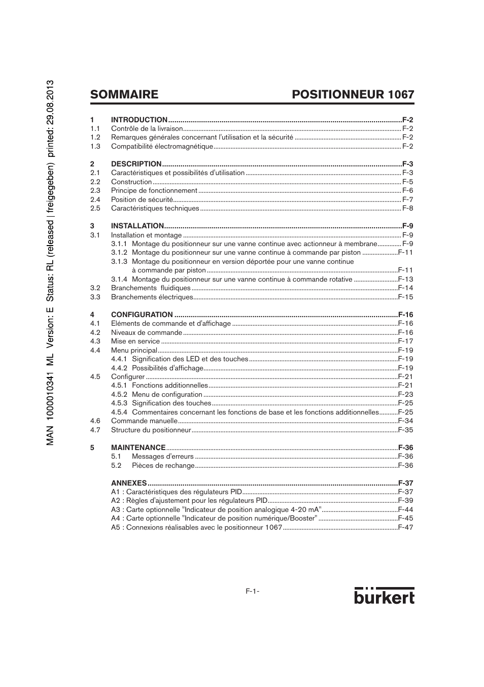 Positionneur 1067 sommaire | Burkert Type 1067 User Manual | Page 103 / 158