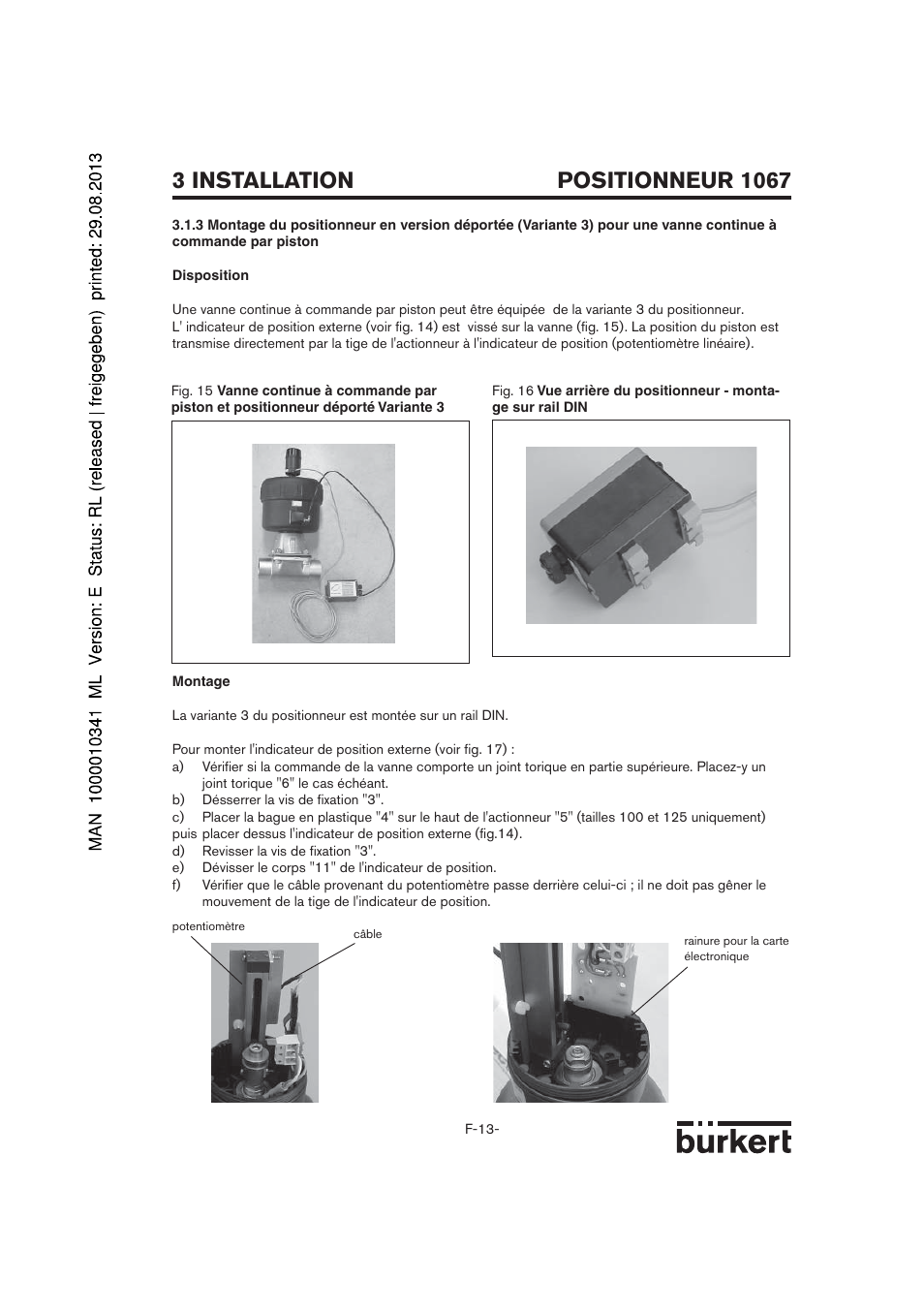 Positionneur 1067, 3 installation | Burkert Type 1067 User Manual | Page 115 / 158
