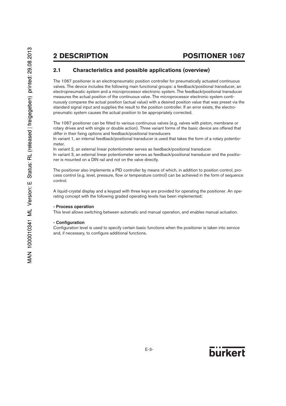 Positioner 1067, 2 description | Burkert Type 1067 User Manual | Page 55 / 158