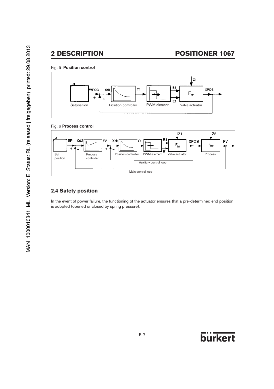 Positioner 1067, 2 description, 4 safety position | Burkert Type 1067 User Manual | Page 59 / 158