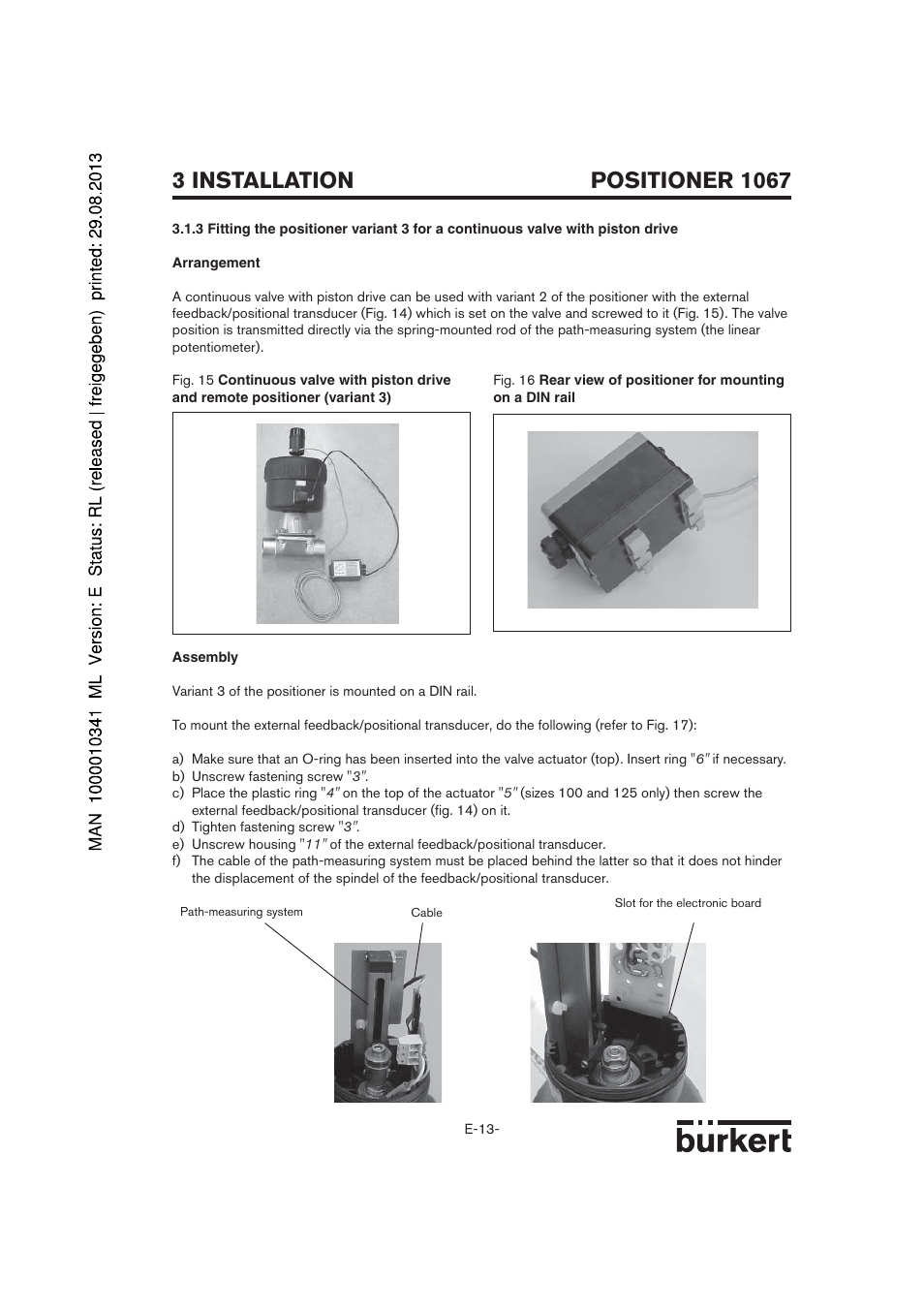 Positioner 1067, 3 installation | Burkert Type 1067 User Manual | Page 65 / 158