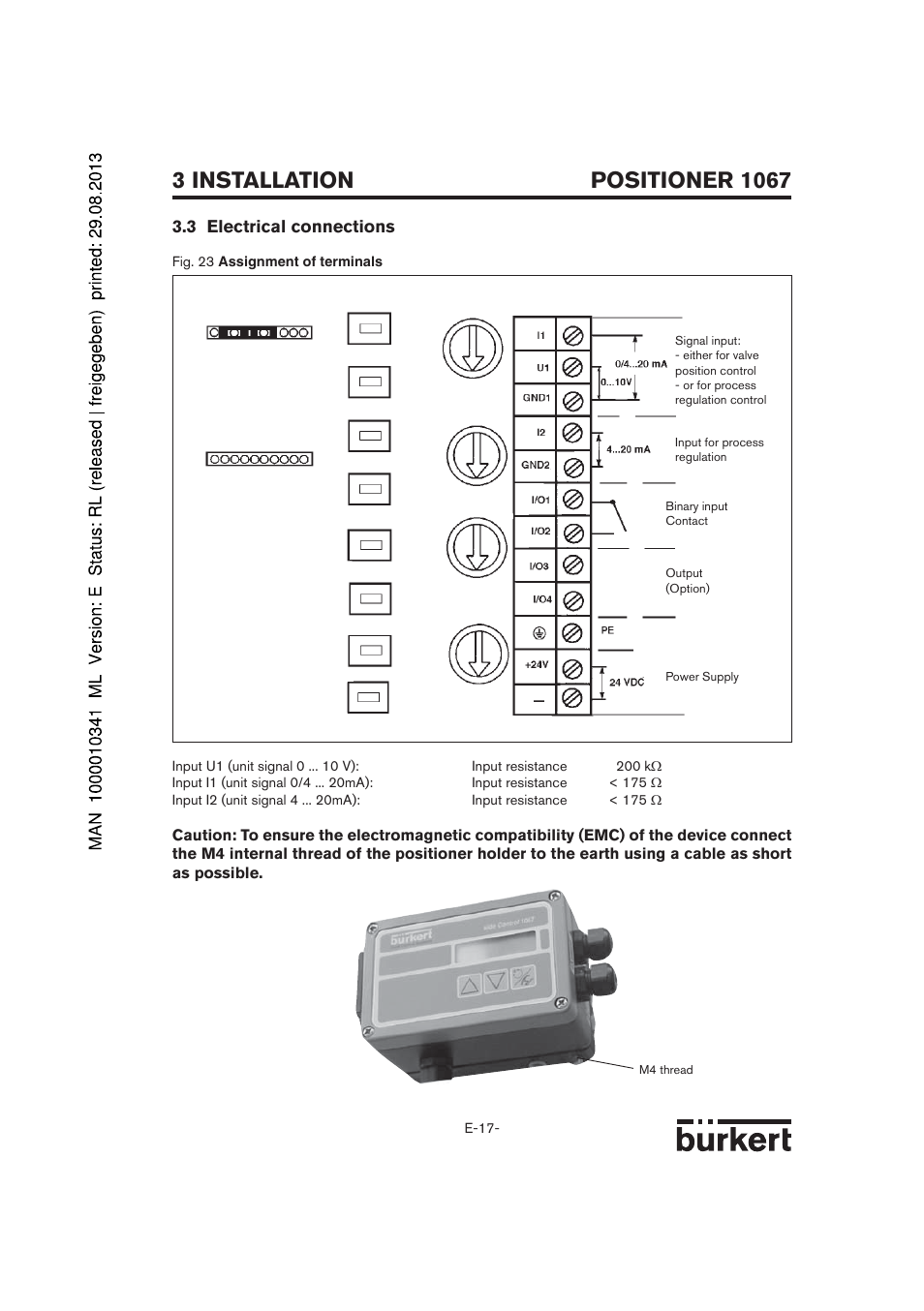 Positioner 1067, 3 installation | Burkert Type 1067 User Manual | Page 69 / 158