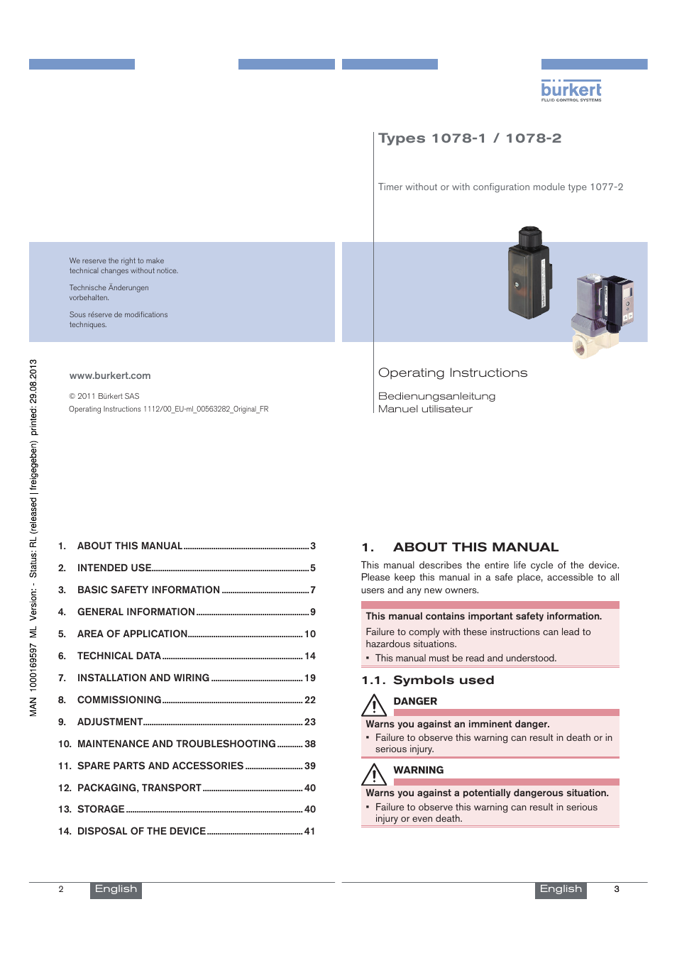 Burkert Type 1078-2 User Manual | 33 pages