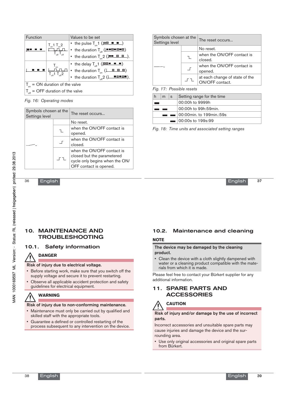 Maintenance and troubleshooting, Spare parts and accessories | Burkert Type 1078-2 User Manual | Page 10 / 33