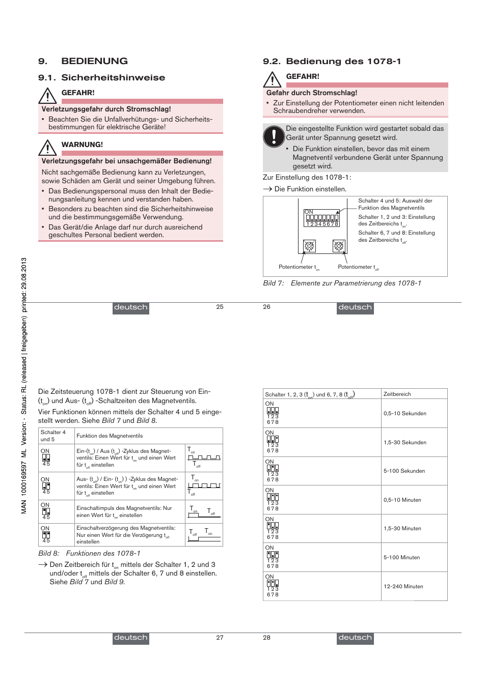 Bedienung, Sicherheitshinweise | Burkert Type 1078-2 User Manual | Page 18 / 33