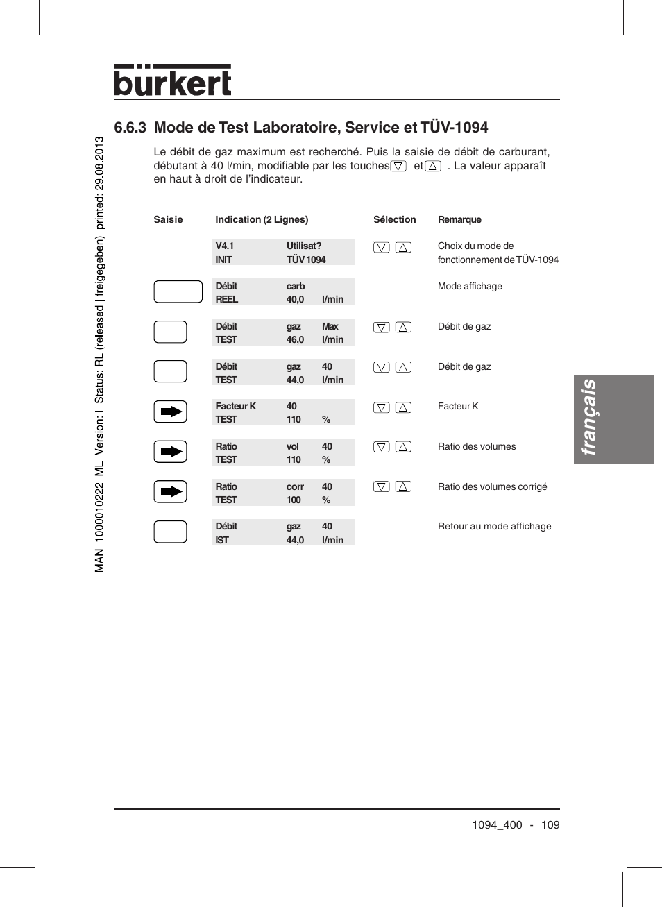 Français | Burkert Type 1094 User Manual | Page 111 / 126