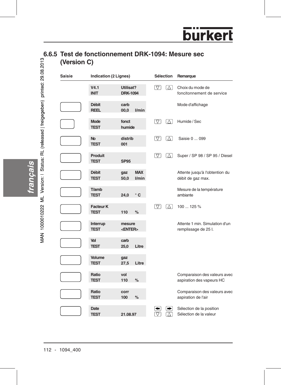 Français | Burkert Type 1094 User Manual | Page 114 / 126