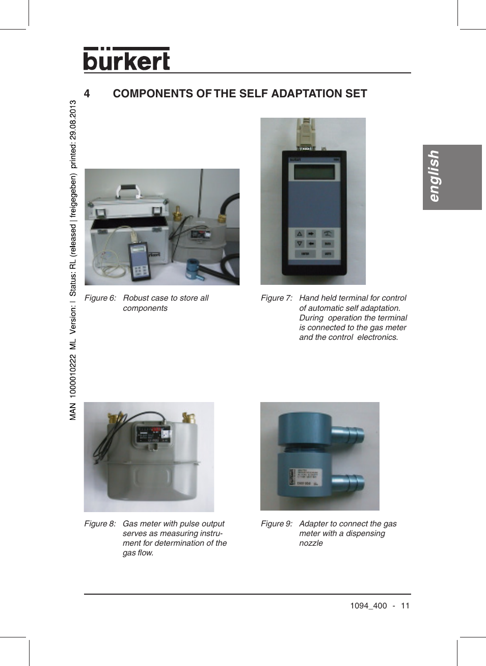 English, 4components of the self adaptation set | Burkert Type 1094 User Manual | Page 13 / 126