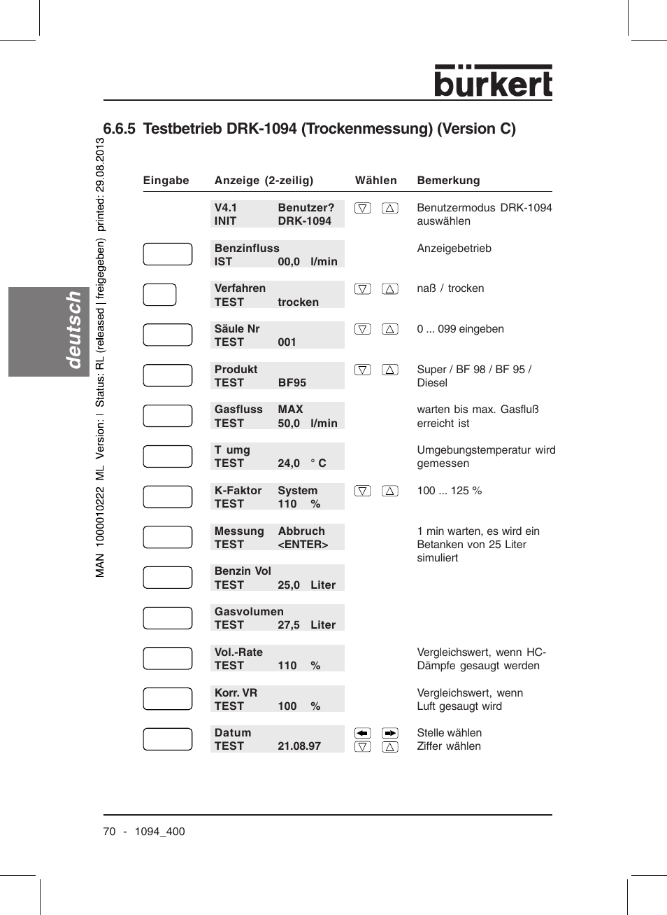 Deutsch | Burkert Type 1094 User Manual | Page 72 / 126