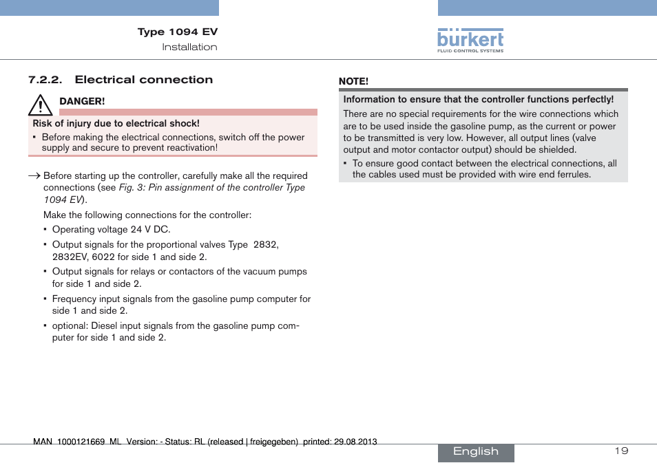 Burkert Type 1094 User Manual | Page 19 / 82