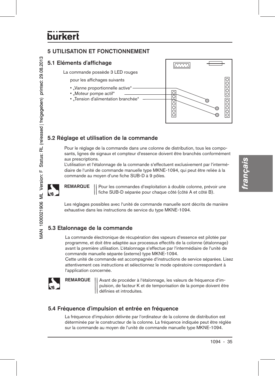 Français | Burkert Type 1094 User Manual | Page 37 / 41
