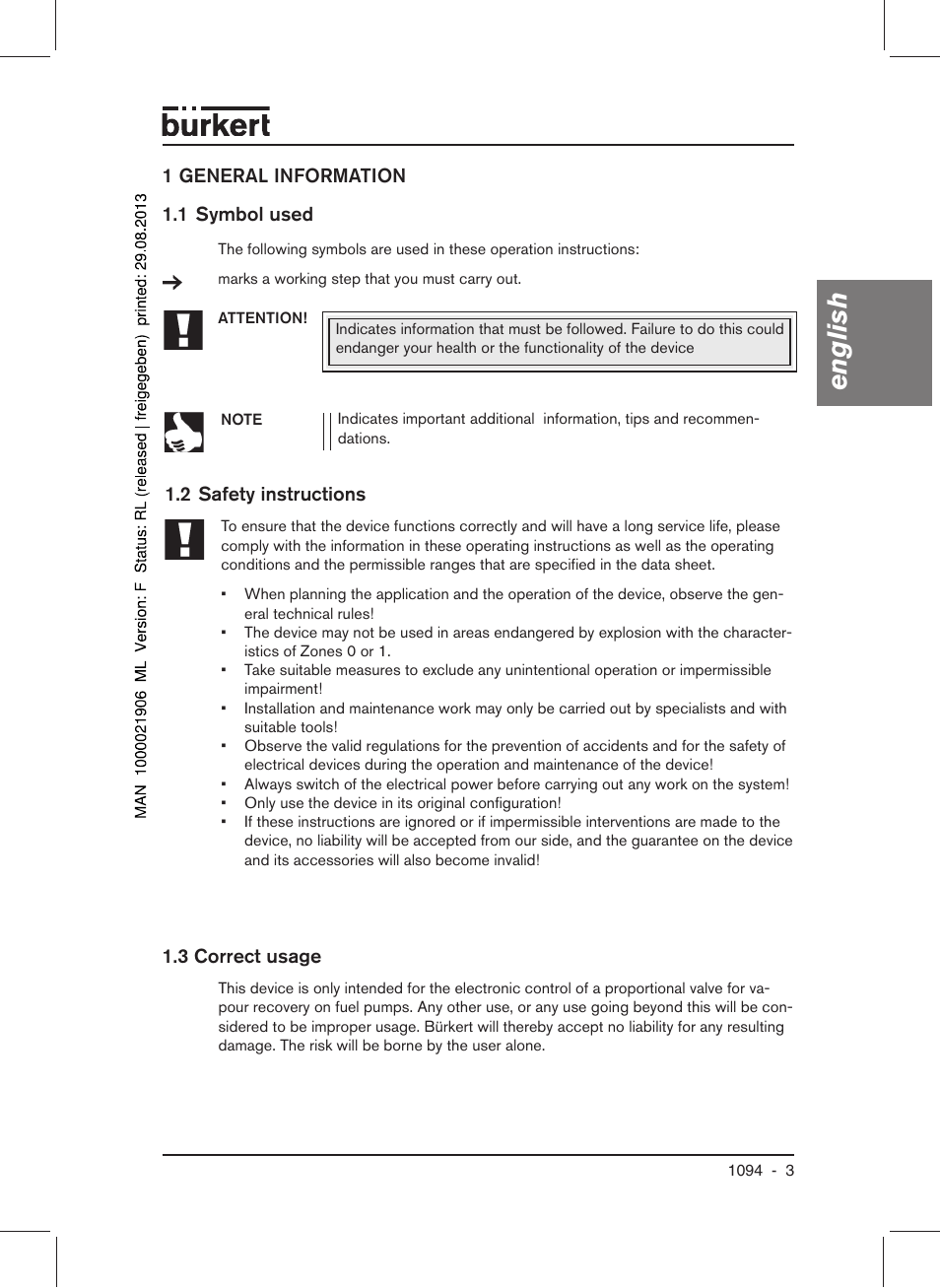 English | Burkert Type 1094 User Manual | Page 5 / 41