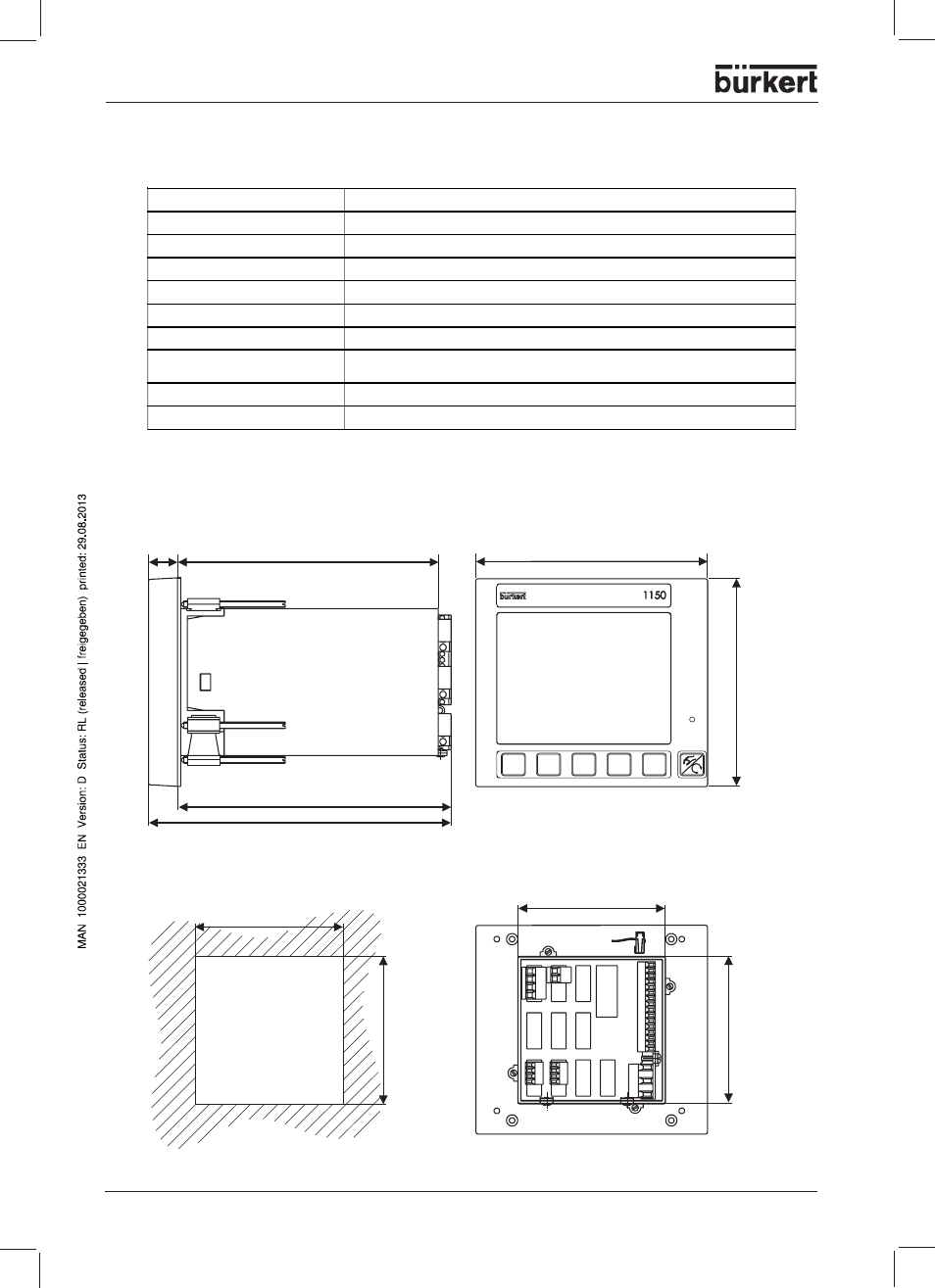 Housing dimensions | Burkert Type 1150 User Manual | Page 16 / 99