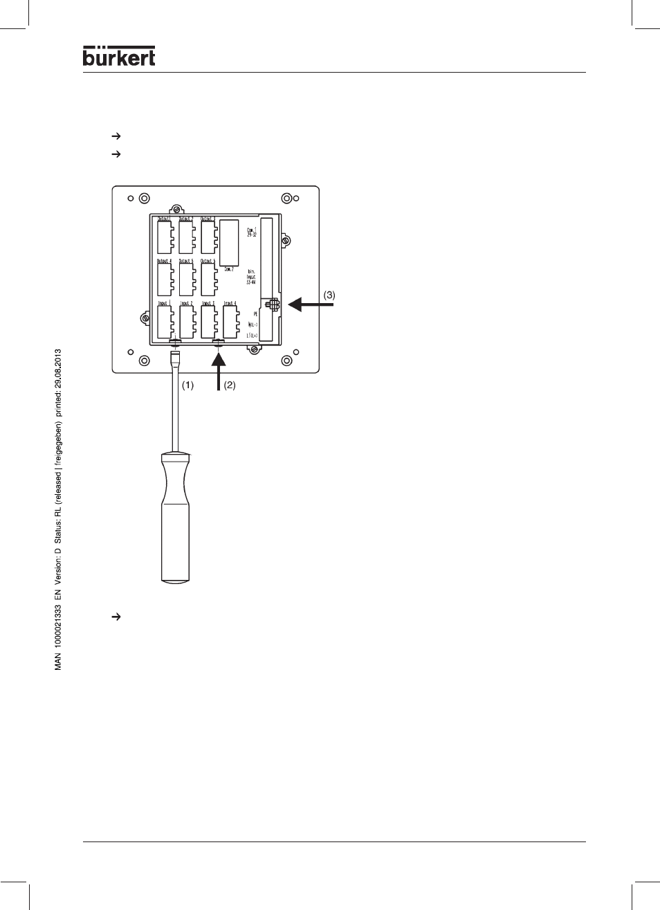 Removing the back panel from the housing | Burkert Type 1150 User Manual | Page 95 / 99