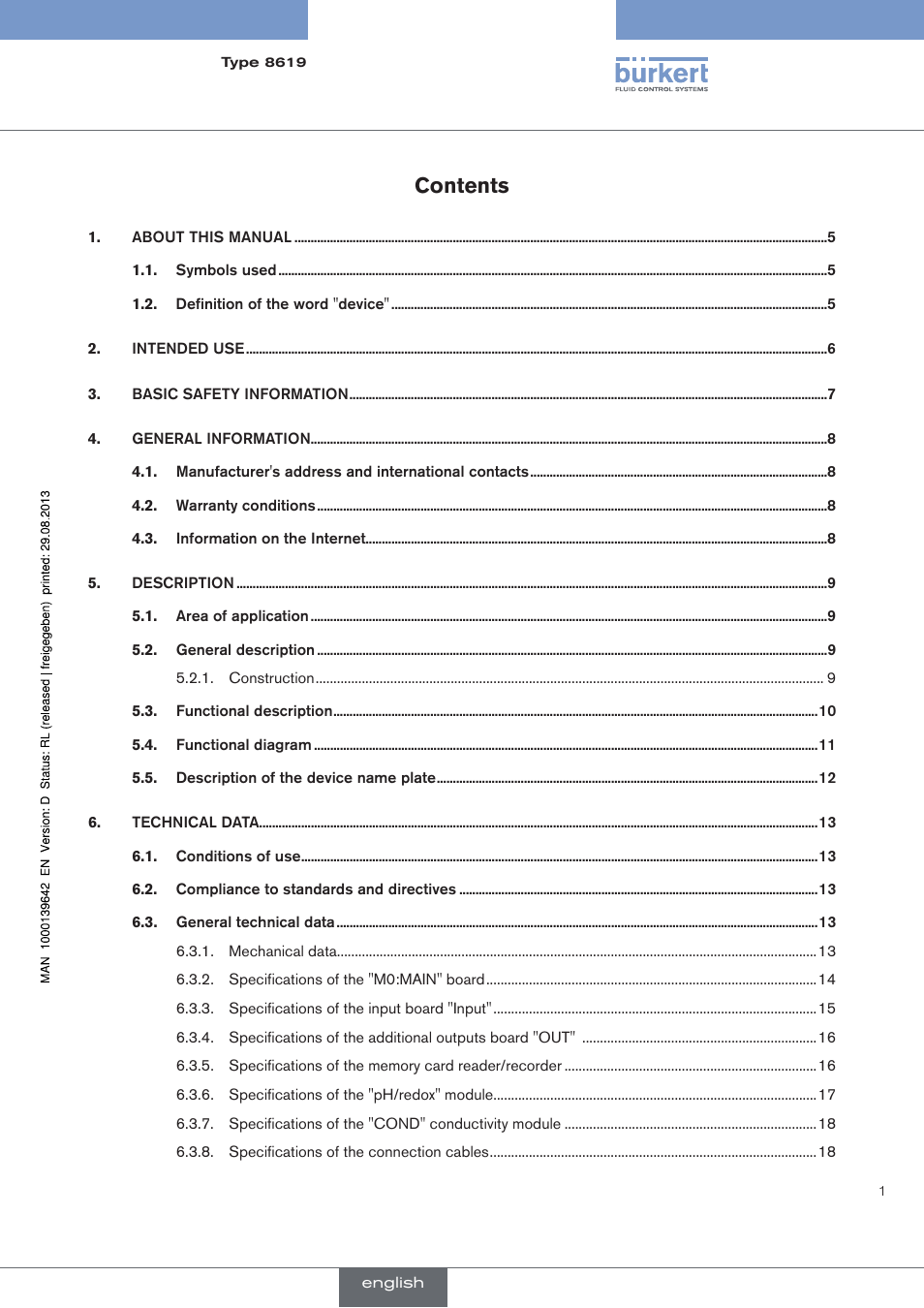 Burkert Type 8619 User Manual | Page 3 / 134