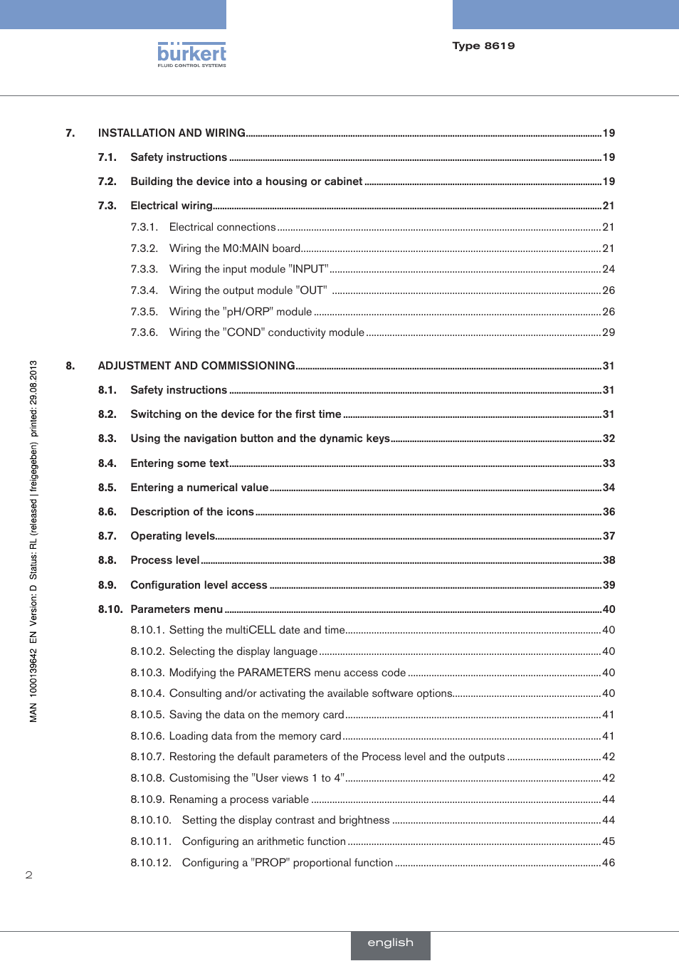 Burkert Type 8619 User Manual | Page 4 / 134