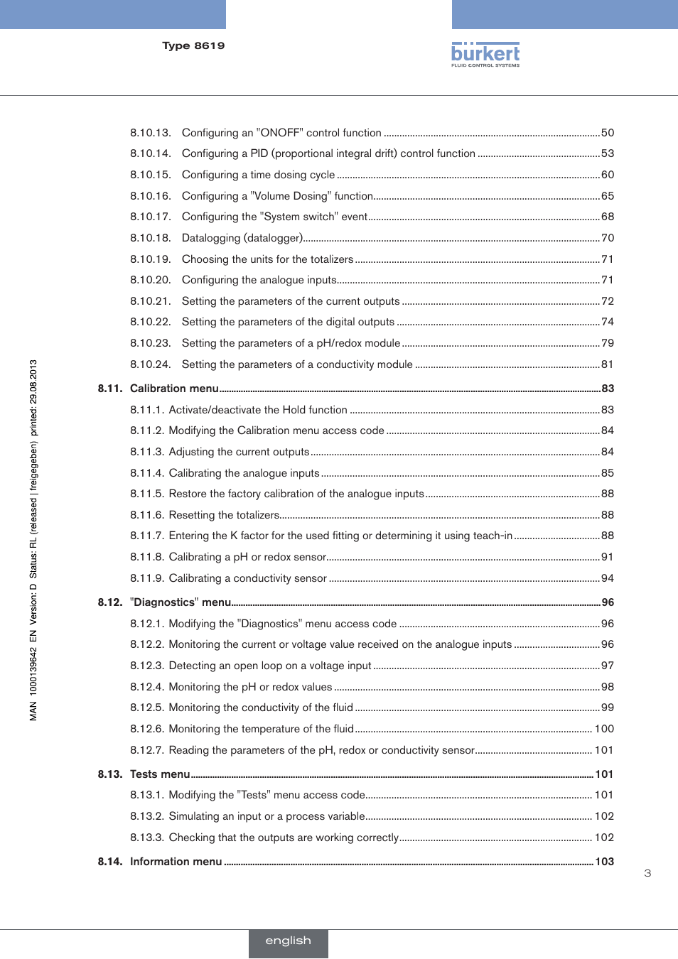 Burkert Type 8619 User Manual | Page 5 / 134