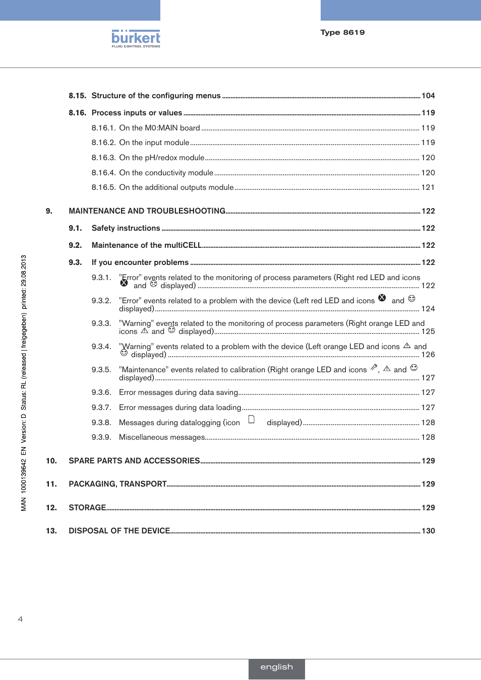 Burkert Type 8619 User Manual | Page 6 / 134