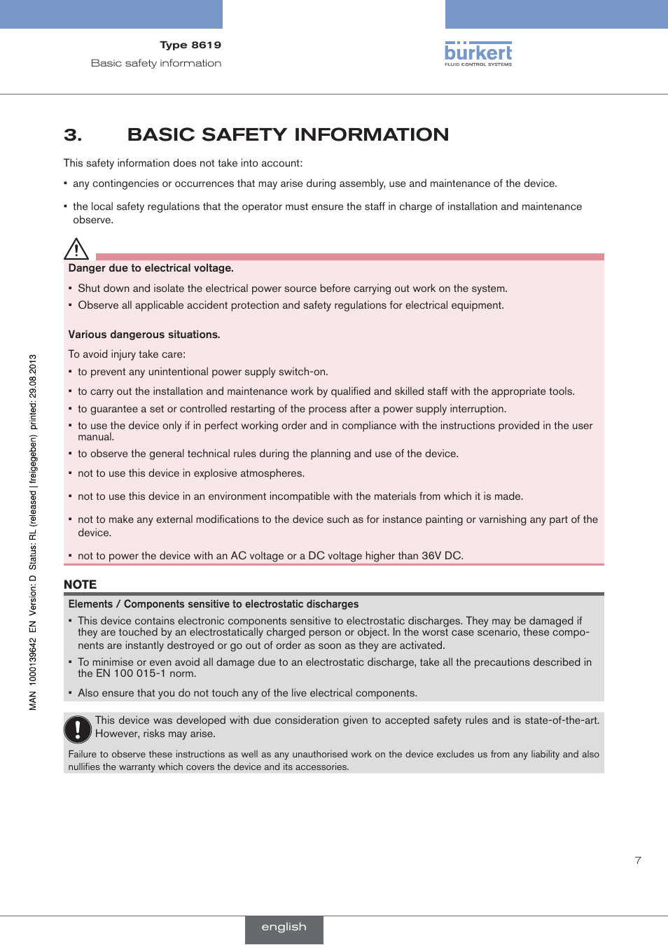 Basic safety information | Burkert Type 8619 User Manual | Page 9 / 134