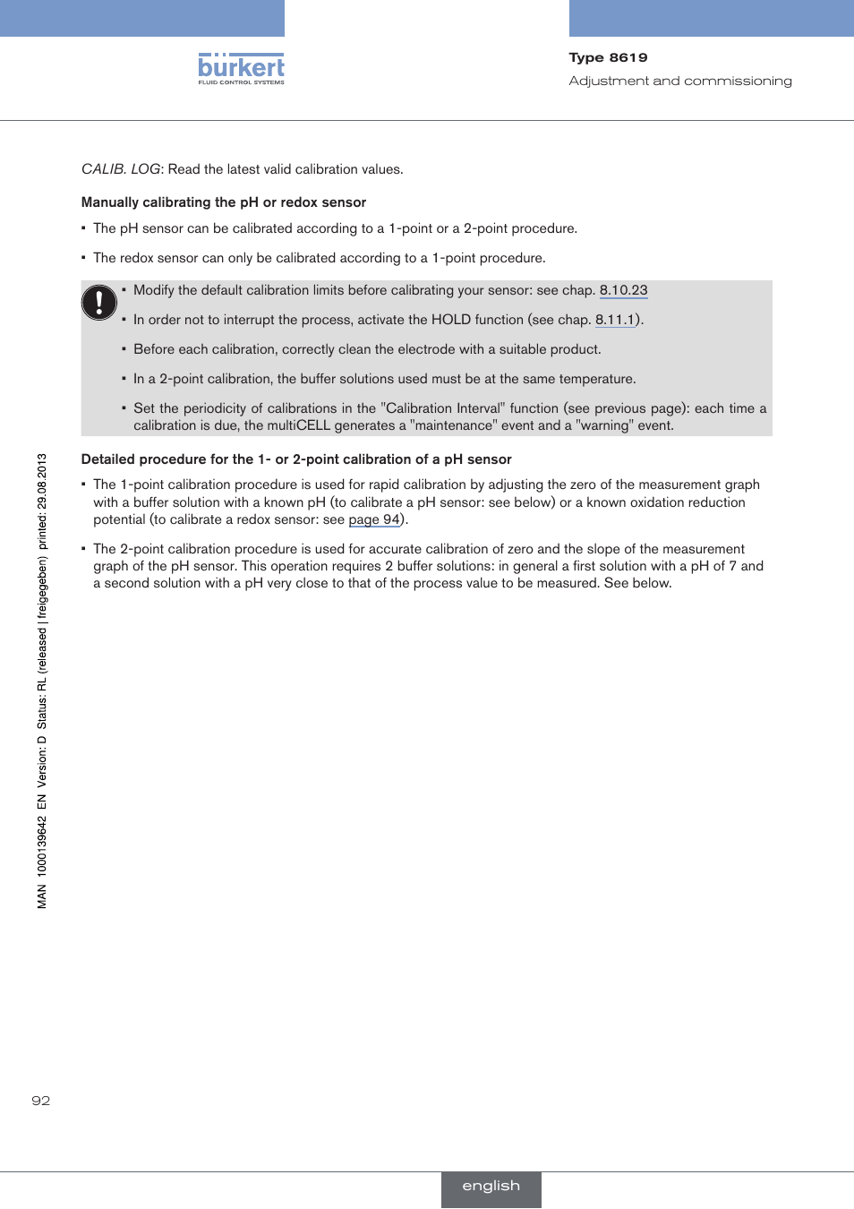 Burkert Type 8619 User Manual | Page 94 / 134