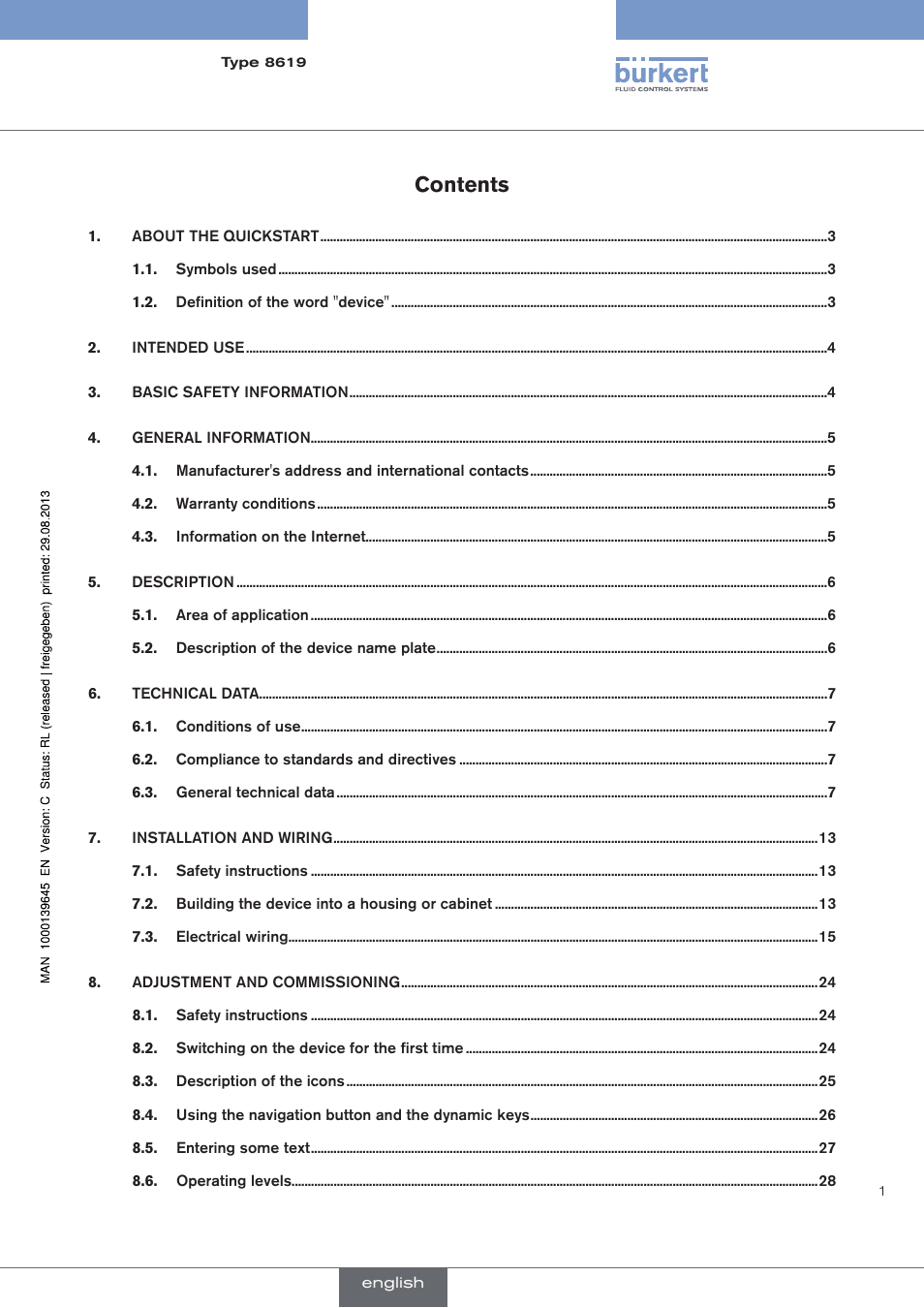 Burkert Type 8619 User Manual | Page 3 / 40