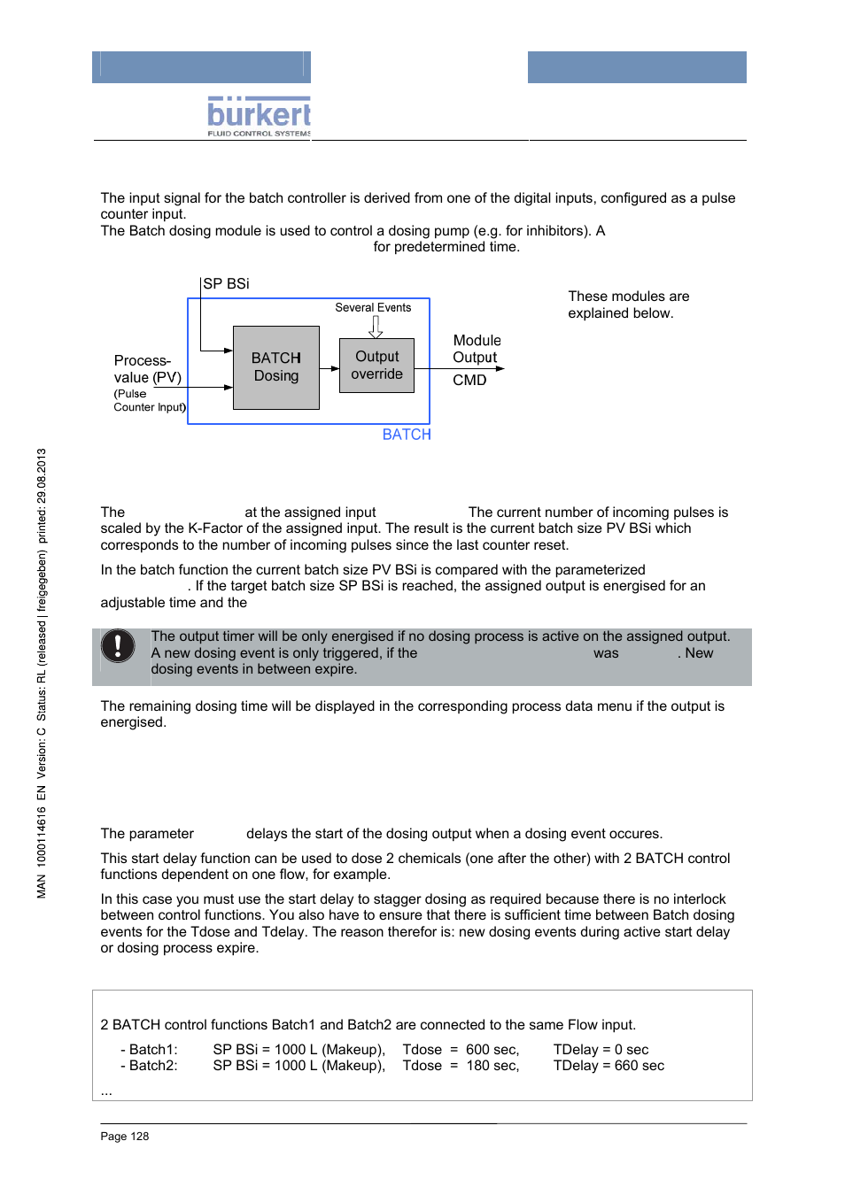 8 batch dosing (batch), Batch controller in automatic mode | Burkert Type 8620 User Manual | Page 128 / 177