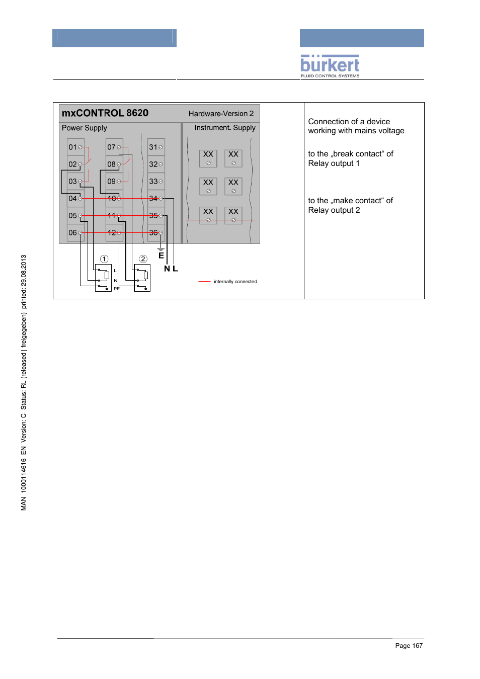 Relay outputs | Burkert Type 8620 User Manual | Page 167 / 177