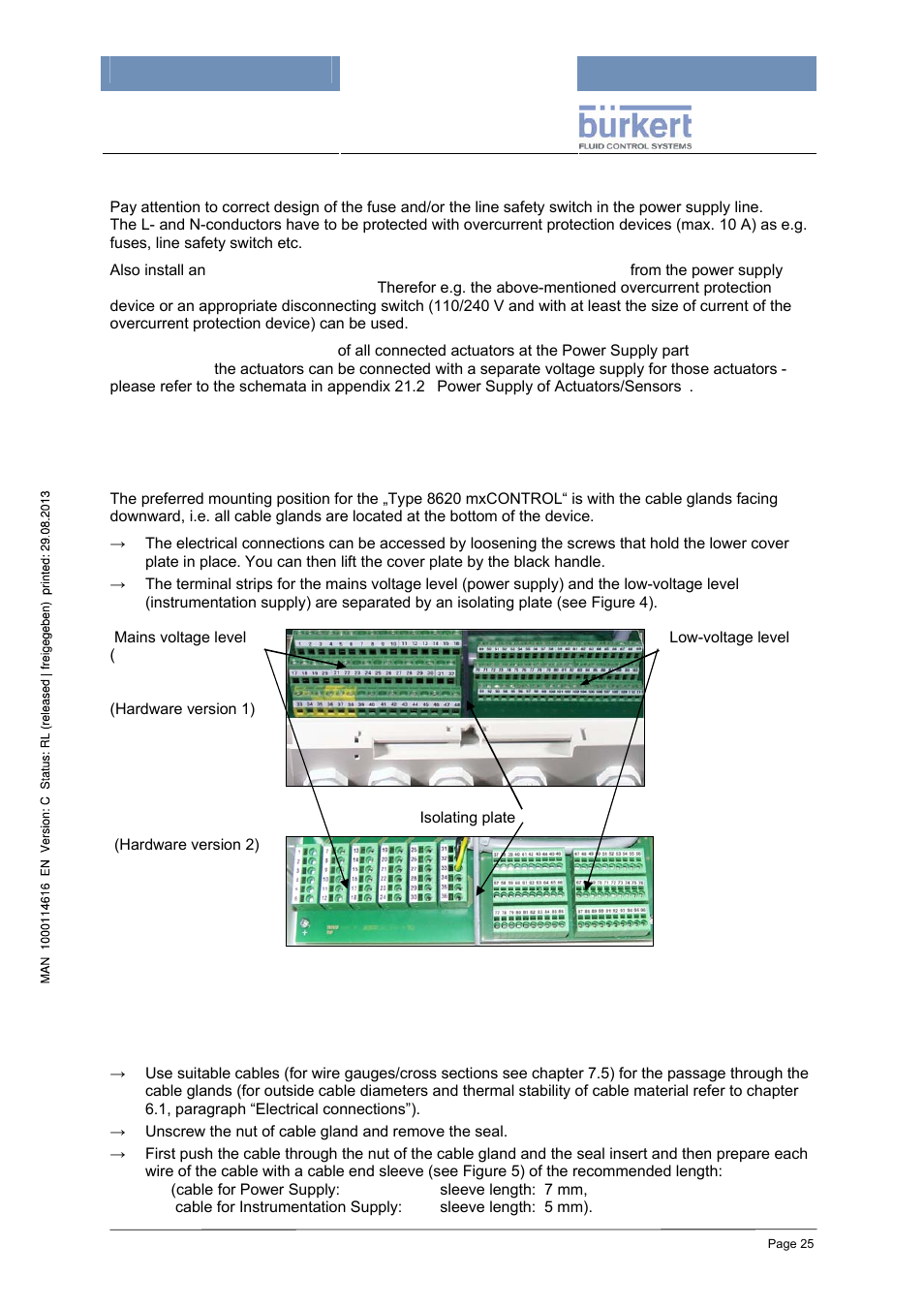 Electrical connections | Burkert Type 8620 User Manual | Page 25 / 177