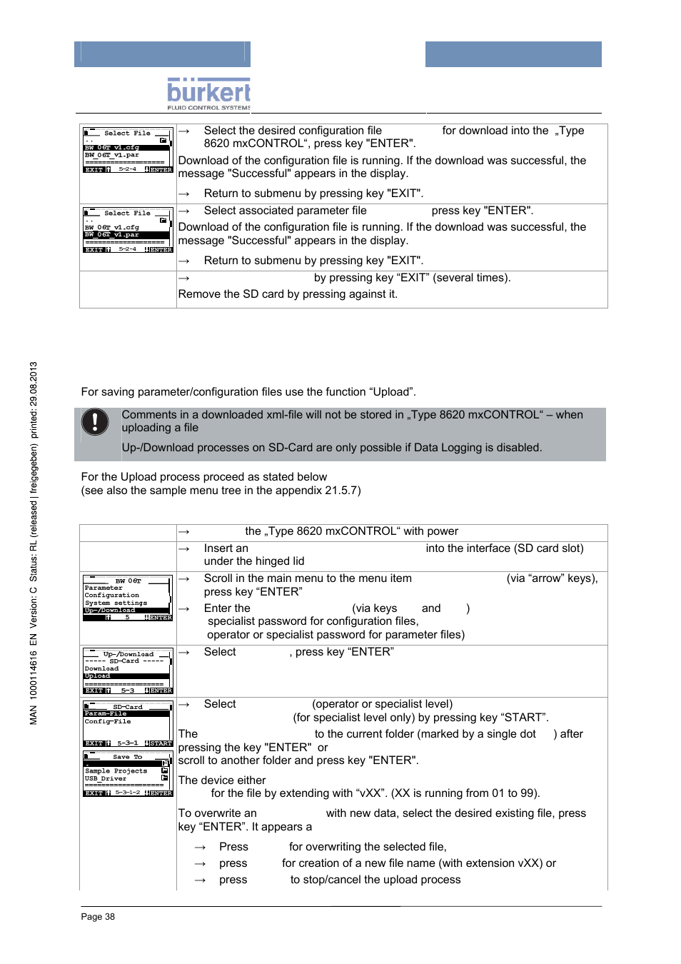 2 upload | Burkert Type 8620 User Manual | Page 38 / 177